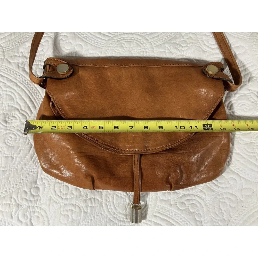 Nordstrom Italian Leather Fold Over Crossbody Shoulder Purse Women's Brown Boho